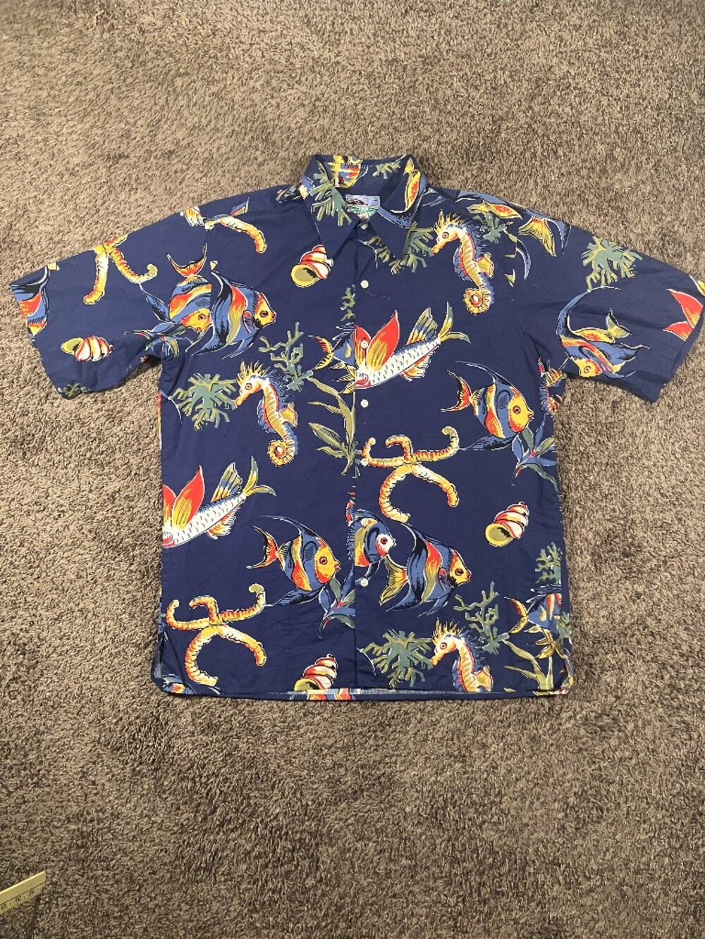 Reyn Spooner Short Sleeve Men's Hawaiian Shirt Blue Under the Sea